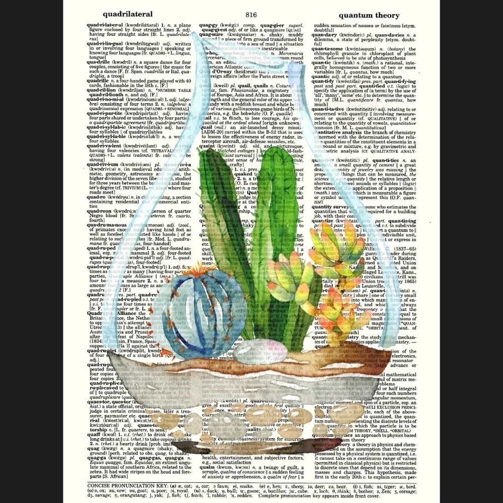 Cactus Terrarium Vintage Dictionary Art Print
